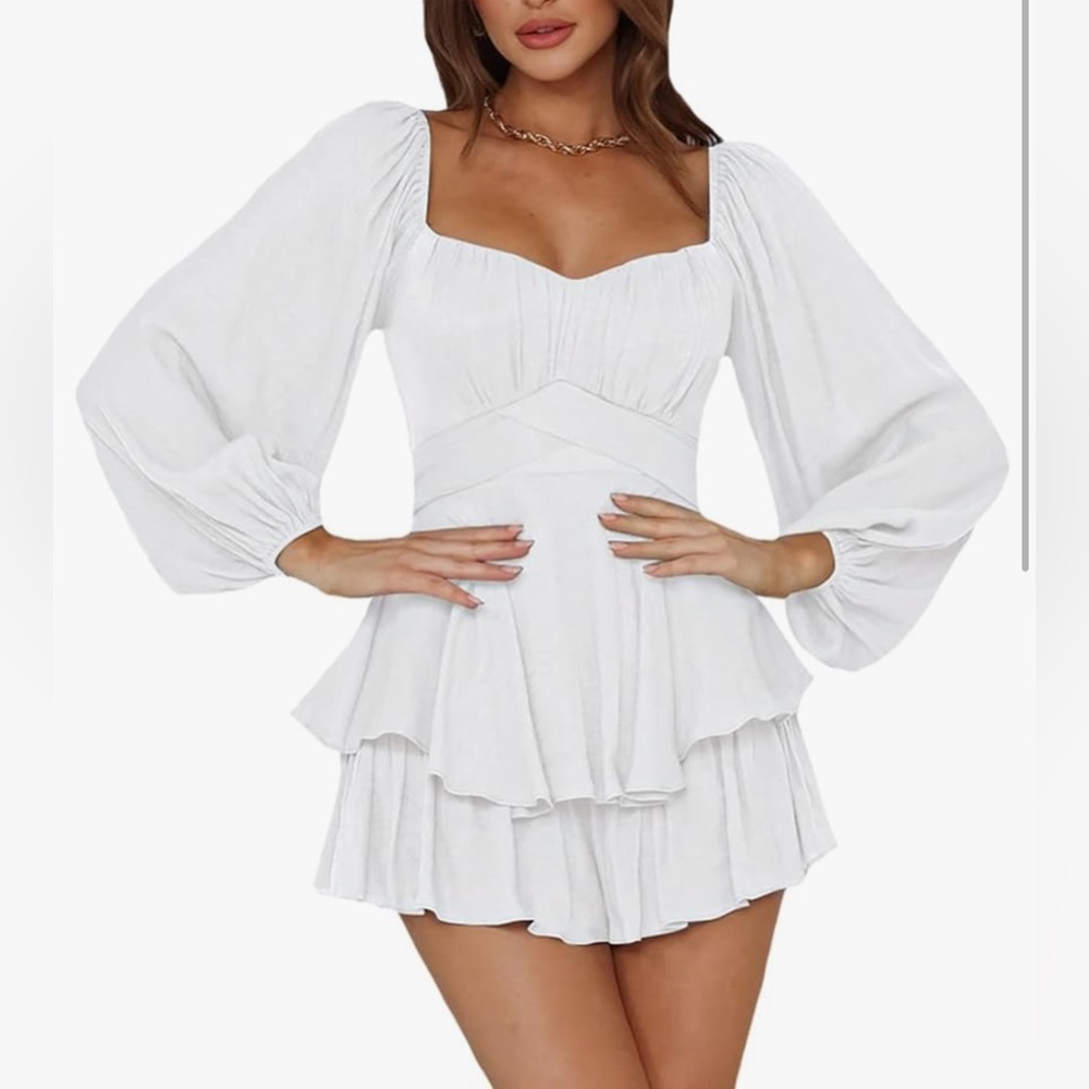 Long sleeve romper with tie back